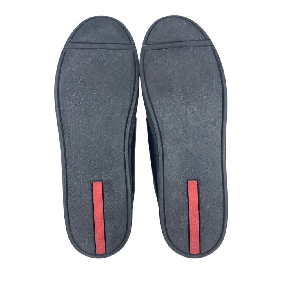 Prada Black Calfskin Leather Silver Chrome Slip On Sneakers 3S6047 US 8 EU 41 - Picture 9 of 16
